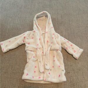 Cozy white and Pink heart Kids robe